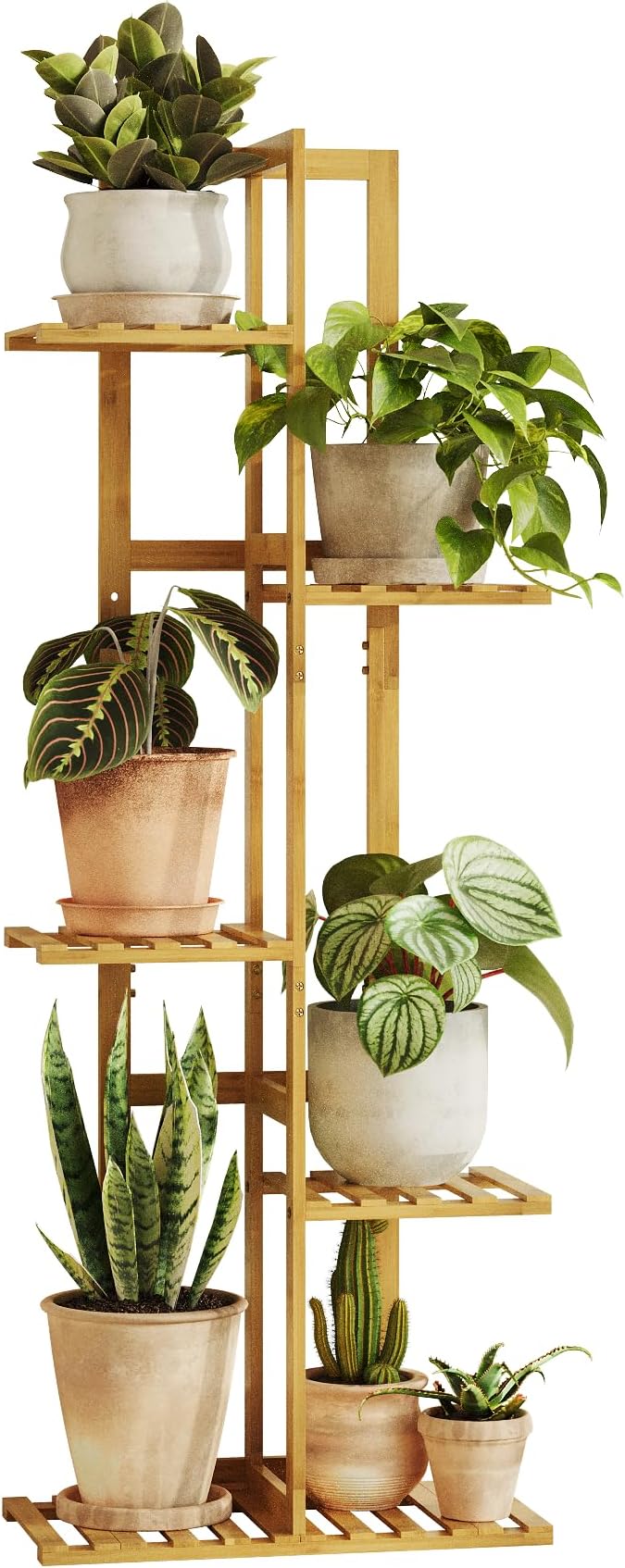 Bamworld Bamboo Plant Stand Indoor 5 Tiered Plant Shelf Outdoor Corner Plant Rack for Multiple Plants Flower Stand Plant Holder for Living Room Bedroom Balcony Patio Garden 43 Inch Natural