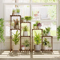 Bamworld Indoor Plant Stands Outdoor Combo Plant Shelves for Multiple Plants 10 Pots Wooden 2 Sets of Package Plant Rack for Living Room Balcony Garden