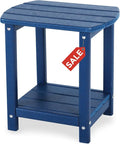 Adirondack Square Outdoor Side Table,2-Tier Storage Patio Side Table, HDPE End Tables for Backyard Pool Porch Garden Lawn