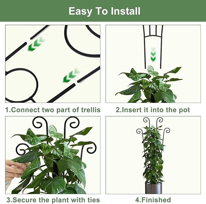 32.6in Monstera Plant Support Stakes for Indoor Plants, Metal Garden Plant Trellis for Climbing Plants, Pothos Vine Snake Climber Support，4p