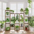 Bamworld Large Hanging Plant Stand Indoor Tall Plant Shelf Outdoor 14 Pots Large Plant Rack for Living Room Patio, Balcony and Garden