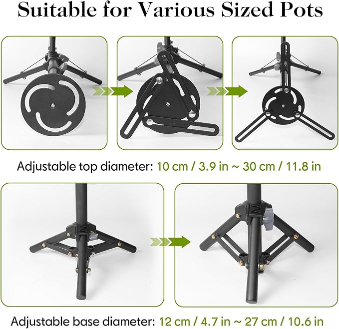 AZEAM Adjustable Plant Risers for Inside Pots, 2 PCS Planter Inserts Fillers for Large Flower Pots, Height Planter Lifter Stand for Outdoor Indoor Plants, 12"- 16" Raise with 4"-12" Top Support