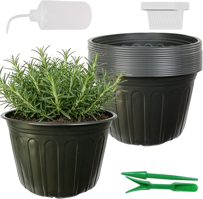 12-Pack 5 Gallon Flexible Plastic Plant Pots,Thickened Soft Seed Starting Container for Indoor Outdoor Plants, Seedlings, Vegetables, Succulents and Cuttings