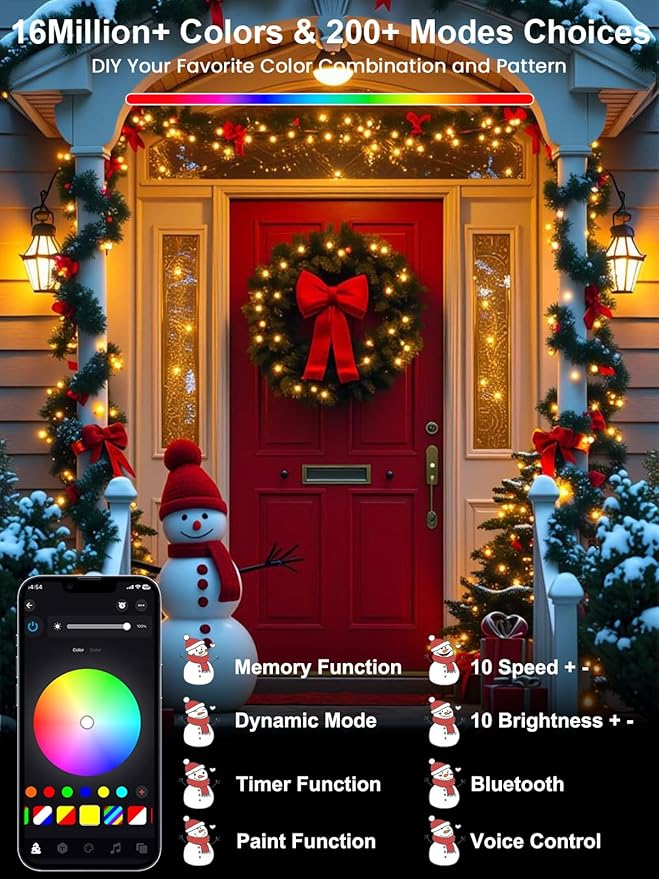 Smart Color Changing Easter Lights with Remote & App Control, 66FT 200LED RGB Pastel String Light with Timer, Music Sync Multiple Modes Twinkle Christmas Light Waterproof Indoor Outdoor Easter Decor