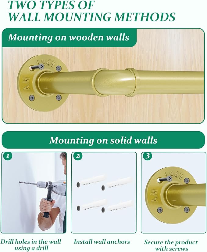 Plant Haning Rod, Hanging Planters for Indoor Plants with 6 Chains, Wall Plant Hanging Bar for Window Celling, 65.7 Inch, Metal Gold, Pots Not Included