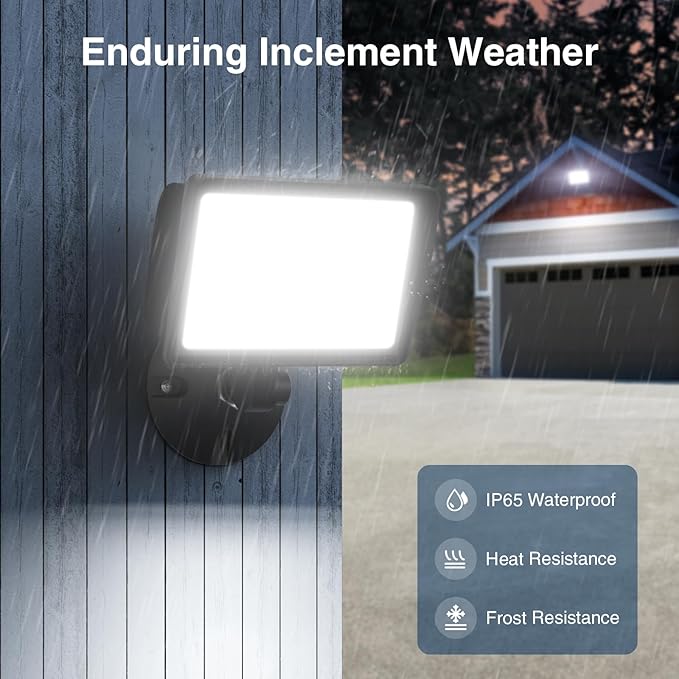 Onforu 65W LED Flood Lights Outdoor with Knuckle Mount, 7800LM Super Bright Garage Security Lights, IP66 Waterproof, 6500K Outside led Lights for Yard, Garage, Garden 2 Pack