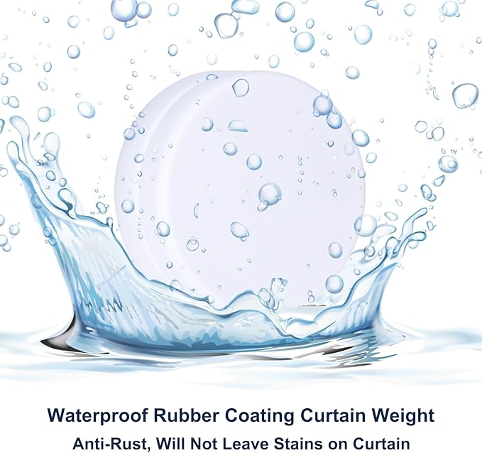 3LB Heavy Duty Outdoor Curtain Weights, Strong Magnetic Gazebo Curtain Weights, Rubber Covered Waterproof Drapery Weight, Prevent Curtain Liner from Blowing Around, White, 6 Pairs