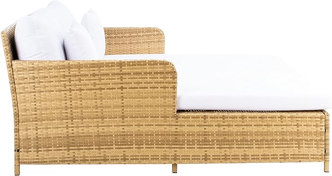 SAFAVIEH Outdoor Collection Cadeo Natural/White Cushion Daybed PAT7500D