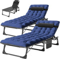 ABORON 2PK Heavy Duty Tanning Chair, 5-Gear Outdoor Folding Chaise Lounge Chair with Cushion, Portable Beach Lounge Chair for Outdoor Sunbathing, Patio, Pool, Lawn, Deck, Poolside