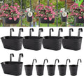 HowRU Metal Iron Flower Pots for Railing Fence Hanging Bucket Pots(5 Pcs) and Hanging Flower Pots Metal Iron Bucket Planter(10 Pcs) (Black)