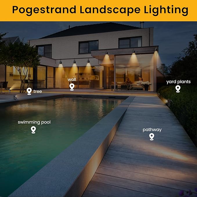 Low Voltage Landscape Lighting,10 Pack Outdoor LED Landscape Spotlights with Transformer 27V Garden Lights Pathway Lights IP65 Waterproof 3000K Warm White