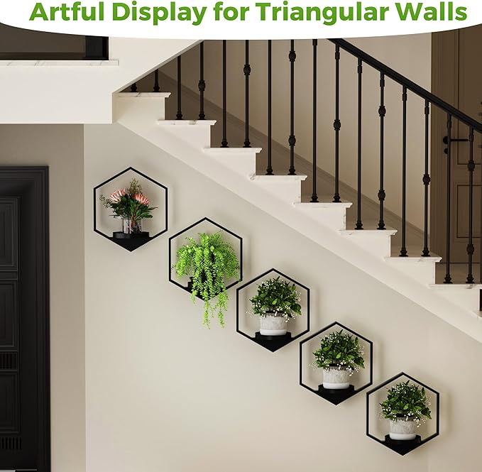 Wall Planters for Indoor Plants 5 Pack, Plant Frames Wall Decor Living Room Plant Stand Hanging Wall Plants Holder to Hold Large Pots Wall Plant Hanger Window Plant Shelves for Outdoor Entryway