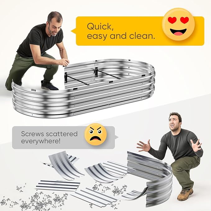 KING BIRD Raised Garden Bed Kit 2026 Upgraded 10-Minute Assembly Galvanized Planter Garden Box Outdoor for Gardening, Vegetables, Flowers, 47x24x12 in, Dark Grey