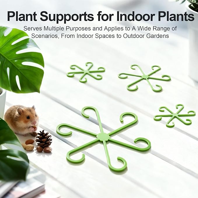20pcs Plant Stem Support, Unique Design Stem Supports for Indoor Plants, Monstera Plant Support for Thriving Growth, Four Different Size Combinations Indoor Plants Accessories (Green)