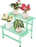 Metal Plant Stand Outdoor Plant Shelf Indoor,2 Tier Heavy Duty Ladder Plant Stands for Multiple Plants,26" L x 20.25" H x 17.75" W,Mint Green
