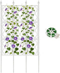 5.25FT Garden Trellis for Climbing Plants Outdoor, White Iron Pipe Support Fence, Metal Wall Trellis Climbing Frame, Trellis for Potted Plants Indoor for Ivy Vines Vegetable Flower