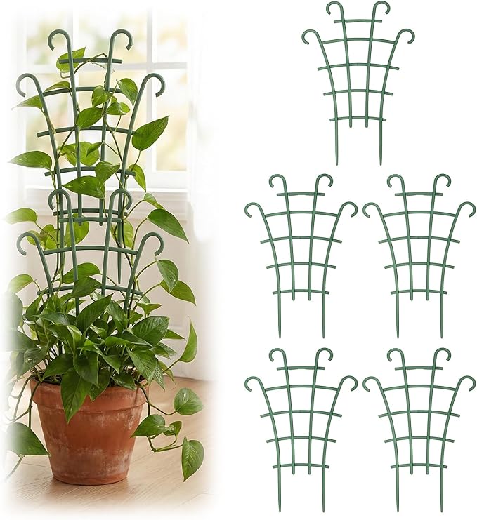 5 Pcs Trellis for Potted Plants,Stackable Plant Trellis for Climbing Plants Indoor, Small Plastic Support for Vine Ivy Hoya Houseplants Flower Plant Support