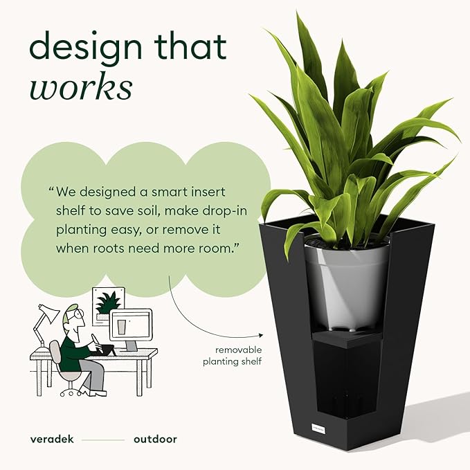 Veradek V-Resin Indoor/Outdoor Taper Planter, Set of 2 (30 inch, Black)