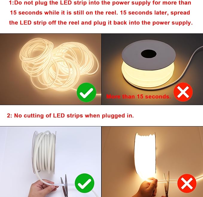 AC 110V COB LED Strip Lights Outdoor Waterproof 65.6ft, 3000K Warm White Super Bright 200W CRI 90+ LED Rope Light, IP65 Flexible Cuttable, for Bedroom Garden Commercial House