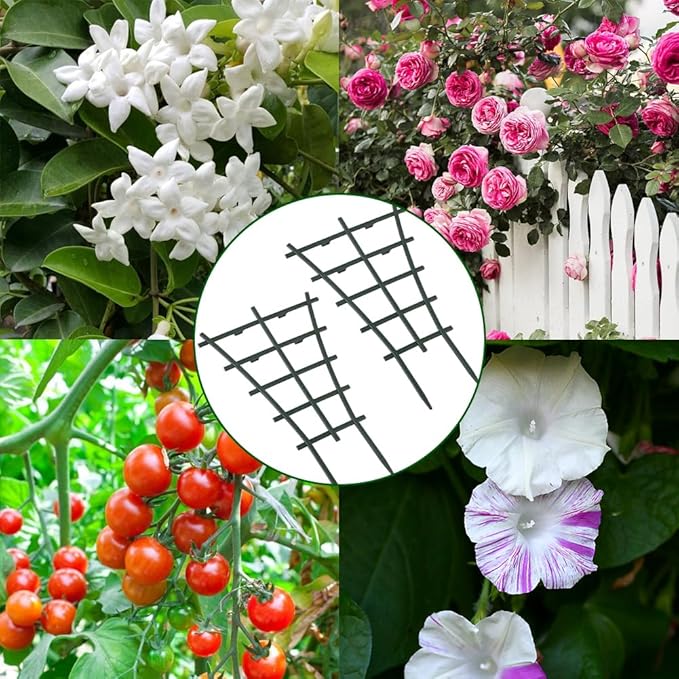 Trellis Small Outdoor, Mini Vine Support Indoor Plant Trellis for Climbing Plants Patio Pot Stackable Potted Stakes Plastic Houseplant Superimposed Garden Planter Vegetable Flower 5.91“ W x 10.24” h