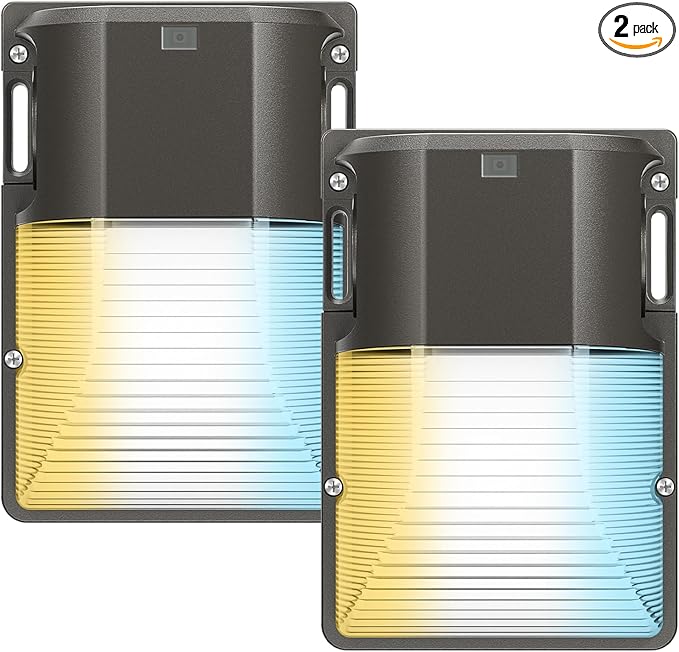 CINOTON 30W 3CCT LED Wall Pack Light with Dusk to Dawn Sensor, 3000K/4000K/5000K Selectable, 3600LM, Outdoor Wall Lights IP65 Waterproof LED Security Flood Lighting for Garage Porch UL-Listed 2 Pack