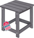 LZRS Adirondack Square Outdoor Side Table for Patio, Pool Composite Patio Table,HDPE End Tables for Backyard,Pool, Indoor Companion, Easy Maintenance & Weather Resistant(Grey)