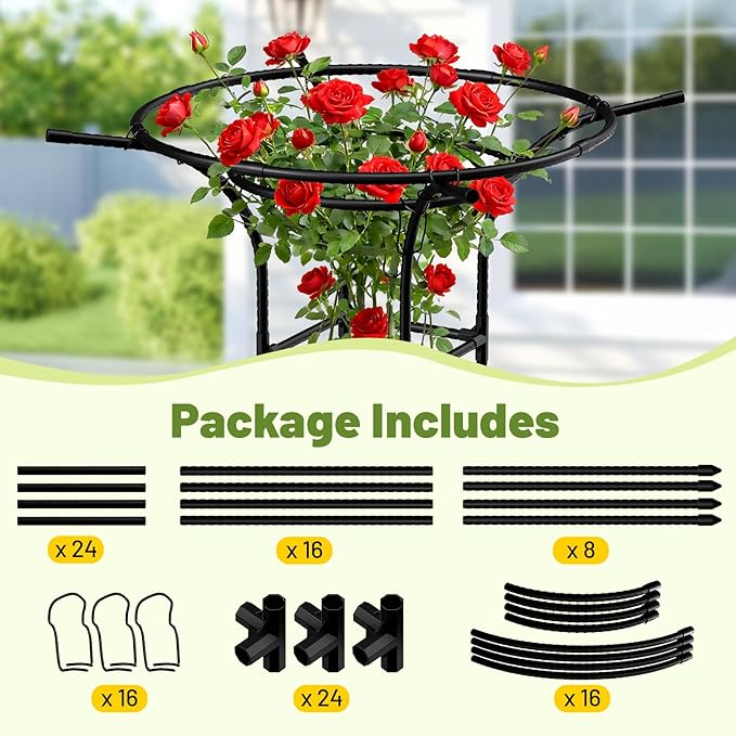Garden Trellis for Climbing Plants Outdoor, 65 Inch Mushroom Top Trellis for Climbing Plants, Plant Trellis Support for Potted Plants Climbing Vine Rose Clematis Vegetable Trellis, 1 Pack (2)