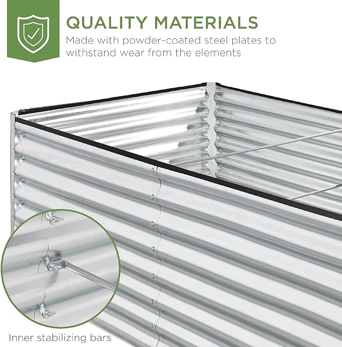 Best Choice Products 6x3x2ft Outdoor Metal Raised Garden Bed, Deep Root Box Planter for Vegetables, Flowers, Herbs, 269 Gallon Capacity, 100% Non Toxic Materials - Galvanized