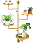 Rotating Window Plant Shelves with Adjustable Knobs, 4 Tiers Metal Wall Shelf for Plants Indoor, Sturdy Hanging Plant Holder, Window Wall Decor & Gardening Gifts (Golden)