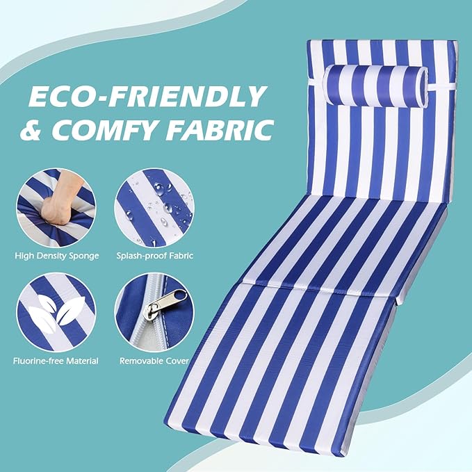 Chaise Lounge Chairs Outdoor Set of 2, Comfy Outside Wicker Patio Pool Lounge Chair w/ 5 Adjustable Back Angle, Cup Holder, Thicken Cushion
