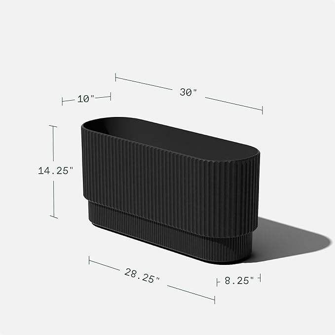 Veradek Demi Series Long Planter for Porch, Patio, Backyard | Durable Plastic-Concrete Material | Modern Décor for Shrubs, Flowers