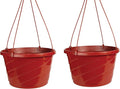 The HC Companies 12 Inch Euro Hanging Planters, Lightweight UV-Resistant Plastic Hanging Planters for Indoor & Outdoor Plants, 2-Pack Hanging Flower Pots for Garden, Patio & Home Decor, Clay