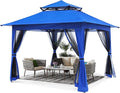 ABCCANOPY Pop Up Gazebo 13x13 - Outdoor Canopy Tent with Mosquito Netting for Patio Garden Backyard (Blue)