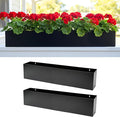 LaLaGreen Wall Planters (36 Inch, 2 Pack) Carbon Steel Black Metal Hanging Flower Pot for Succulents, Wall Mount Rectangular Long Window Sill Box Balcony Fence Floating Garden Shelf for Outdoor Decor