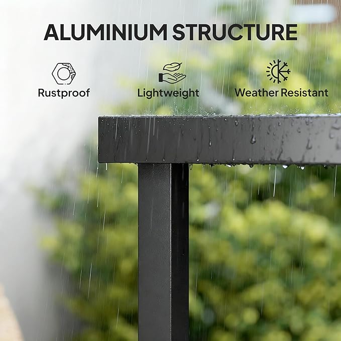 Outsunny 75" x 35" Outdoor Dining Table for 8 People, Rectangular Aluminum Frame Garden Table with All-Weather Faux Wood Top for Garden, Lawn, Patio, Black