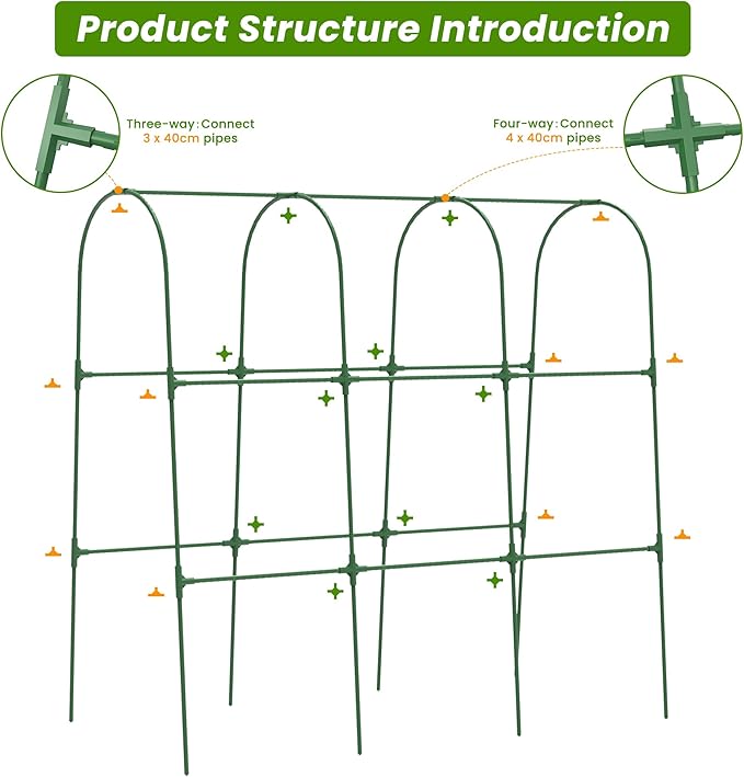 Cucumber Trellis, 47" X 50" Arch Garden Trellis for Climbing Plants Outdoor, Foldable Trellis Cucumber for Raised Bed Vegetable/Tomato/Flowers/Pea