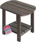 LZRS Outdoor Side Table - 2-Tier Adirondack HDPE Patio End Table for Pool, Porch,Balcony & Backyard,Weather Resistance for Indoor and Outdoor use(Brown Mixture)