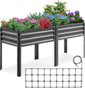 KING BIRD Raised Garden Bed with Irrigation System and Legs Galvanized Elevated Planter Box for Backyard, Patio, Balcony, 600lb Capacity, Dark Grey, 70.9x22.8x31.5 in
