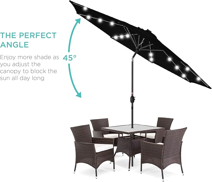 Best Choice Products 10ft Solar Polyester LED Lighted Patio Umbrella w/Tilt Adjustment and UV-Resistant Fabric