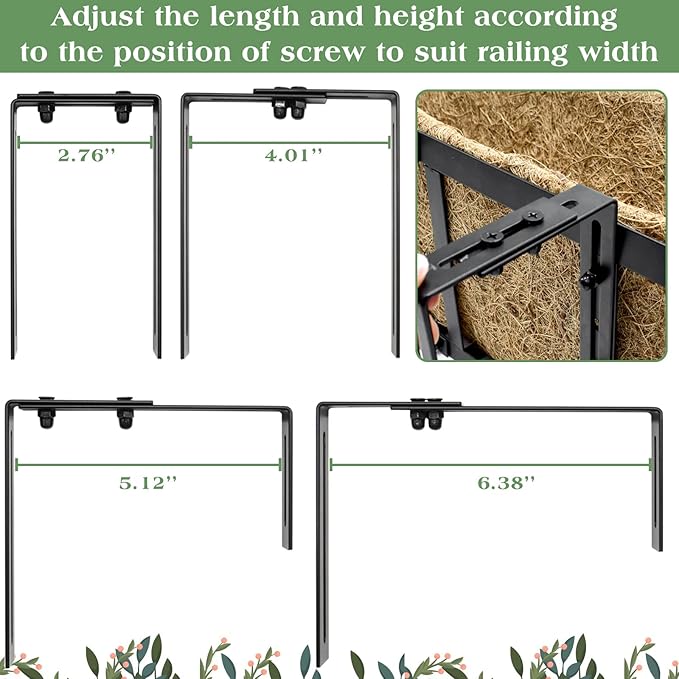 ZeeDix 3 Pack Metal Window Box for Railings, 24 Inch Over Railing Planter Boxes with Coco Liners, Hanging Flower Box Planters for Outdoor Fence Deck Porch Balcony & Patio