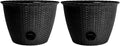 The HC Companies 18 inch Woven Garden Hose Holder, Lightweight UV-Resistant Plastic Water Hose Holder with 100-Foot Capacity, 2-Pack Water Hose Pots for Garden, Patio & Home Organization, Black
