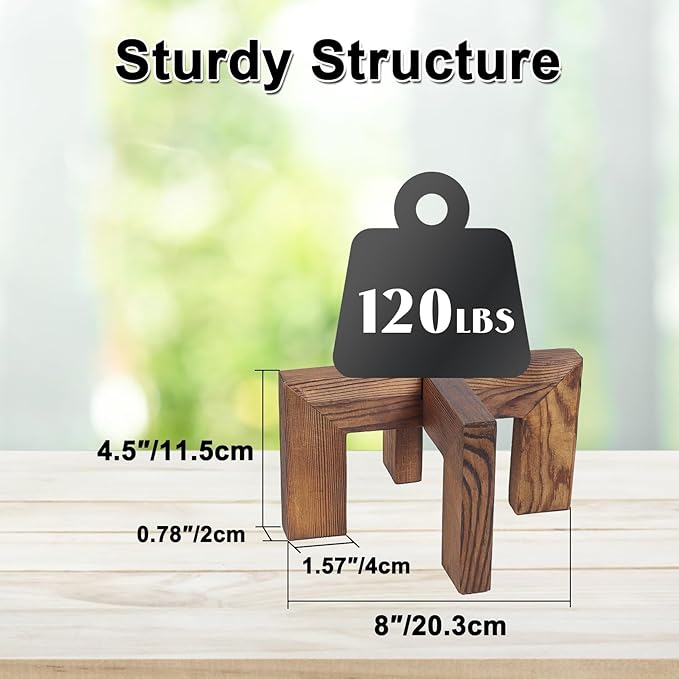 Plant Stand, Indoor/Outdoor Wood Plant Holder, Single Flower Pot Stand, Sturdy Planter Stands (Walnut, Fit 5-9 Inch Pots)