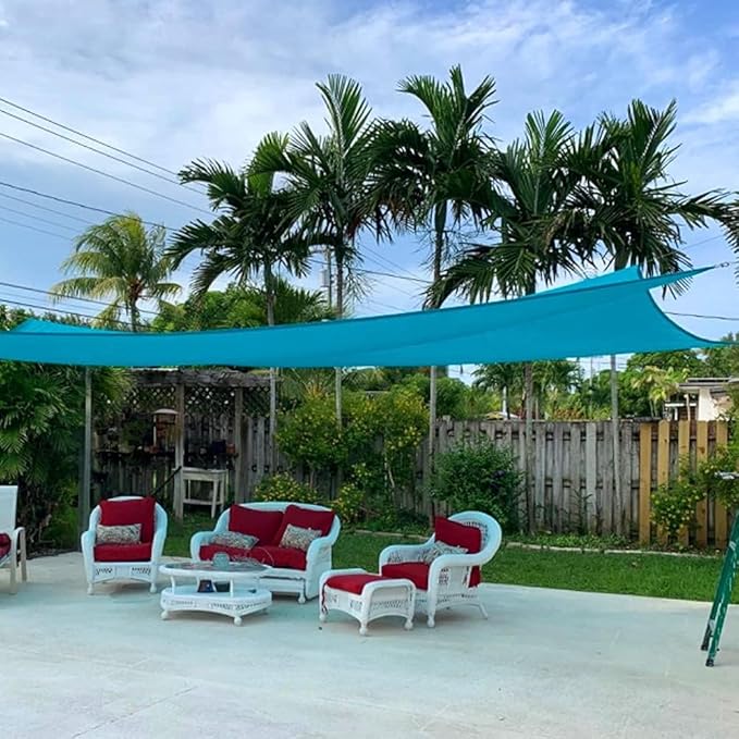 Quictent 24X24FT Large Overzied 185G HDPE Square Sun Shade Sail Turquoise Canopy 98% UV Block Outdoor Patio Garden with Hardware Kit