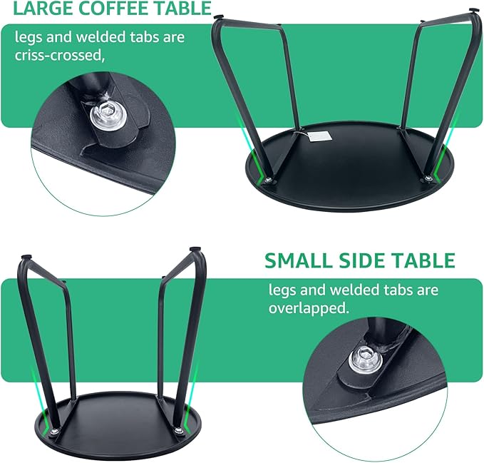 Patio Outdoor Coffee Table Set of 2, Weather Resistant Steel Round End Tables, Outdoor Nesting Table for Patio, Balcony, Bistro and Indoor, Black (Black)
