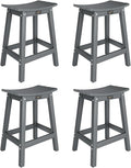 VINGLI 24 Inch Outdoor Bar Stools Set of 4, HDPE Weather Resistance Counter Height Bar Stools Durable Heavy Duty Patio Chairs for Bar Deck Balcony Kitchen Counter and Yard (Gray, 24 Inch 4 PC)
