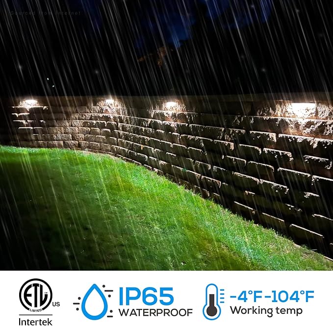 LEONLITE 8-Pack Premium Series 5CCT 12 Inch Hardscape Lighting Low Voltage LED Swivel, 2200K/2700K/3000K/4000K/5000K Selectable, Retaining Wall Light, 12V Paver Light, 7W Outdoor Step Light, ETL