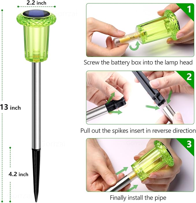 St Patricks Day Decorations Solar Lights Outdoor 10 Pack Solar Pathway Lights Green Halloween Decorations Waterproof Yard Lighting for Driveway Garden Walkway Path Landscape Lawn