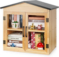 Outdoor Library Outdoor Book Box Storage Small Wooden Cabinet Little Literature Box for Neighborhoods Community and Schools Sharing Books, Flyers, Newspapers, Food and Art (D)