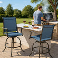 Kozyard Isabella Outdoor Swivel Bar Stools, Counter Height Patio Swivel Chairs with Textilene Seat, High Outdoor Bar Chairs for Backyard, Bistro, and Patio Bars NavyBlue