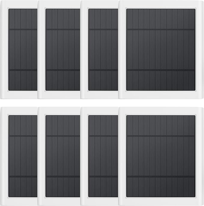 8 Pack IP65 Solar Panel for Rings Camera, 4W Solar Charger Compatible with Rings Spotlight &All-New Stick Up Outdoor Cam Battery, 10ft Long Cable with USB-C to Barrel Plug Adapter